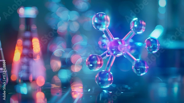 Fototapeta Biology Molecule Illumination, A glowing biological molecule illuminated
