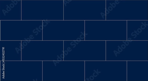 Obraz Vector background of blue brick wall. The illustration features a repeating pattern of rectangular bricks with white outlines, creating a clean and graphic representation of a brick wall.