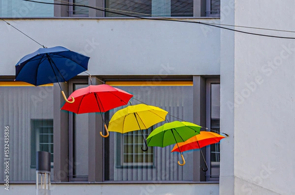 Obraz colorful umbrellas in the rain