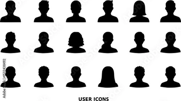 Fototapeta User icon vector set. Profile and people silhouette collection
