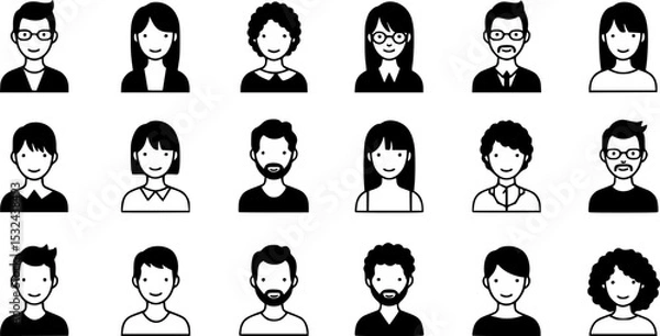Fototapeta User icon vector set. Profile and people silhouette collection
