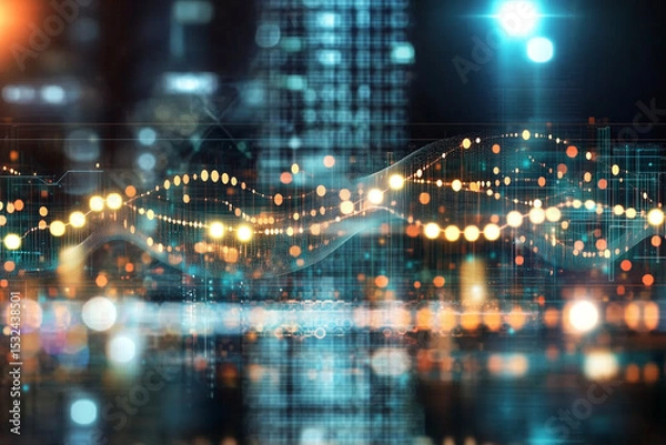 Obraz Modern Technology Background with Hexagon Shape Pattern and Medical Data Visualization Concept