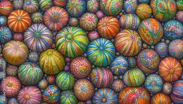 Obraz A detailed display of multiple yarns allows for a thorough examination of their distinctive characteristics, including a wide range of colors and textures