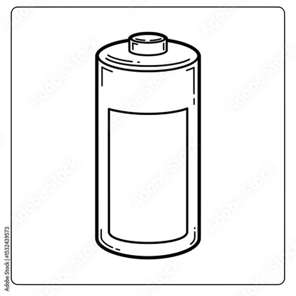 Fototapeta Lined illustration of a tall, cylinder, with cap and rectangular frame area in white background