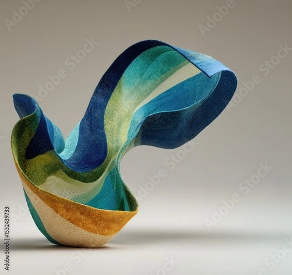 Obraz Textile-inspired abstract sculpture with vibrant fabric-like flow, ideal for modern design themes or textile exhibitions