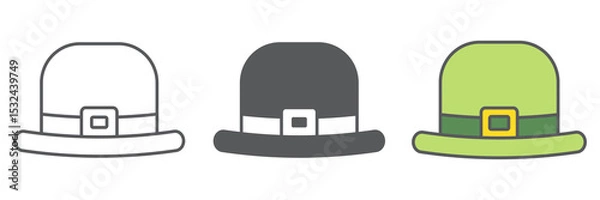 Fototapeta Leprechaun hat icon collection, St. Patricks day and holiday, hat vector icon set, vector graphics, editable stroke outline sign, eps 10