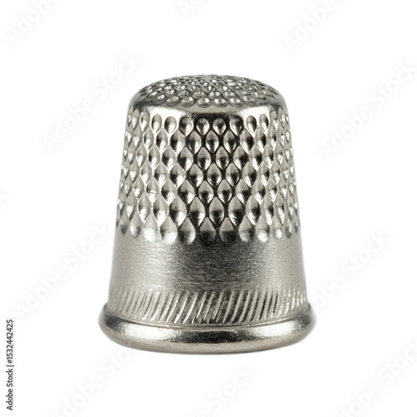 Fototapeta Detailed Closeup of a Metallic Thimble with Diamond Pattern