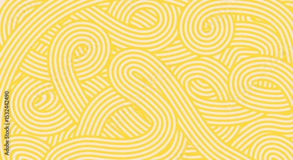 Obraz Spaghetti background. Abstract Yellow Noodle Pattern on Light Background. Geometric Food Inspired Design for Asian or Italian kitchen design.
