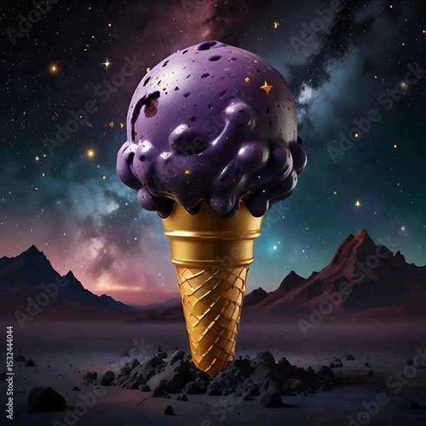 Fototapeta Fantasy Ice Cream Cones Floating in Outer Space