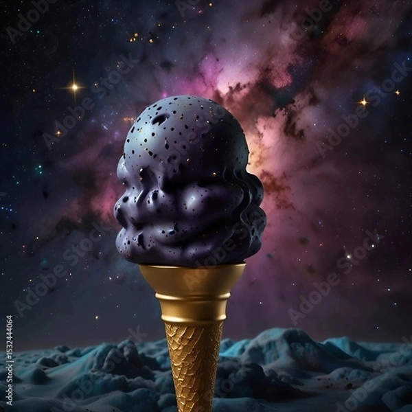 Fototapeta Fantasy Ice Cream Cones Floating in Outer Space