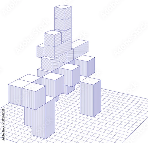 Fototapeta abstract architecture modular construction 3d