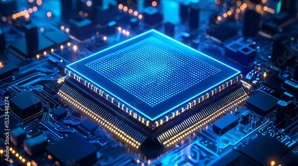 Fototapeta Advanced Microprocessor on Circuit Board