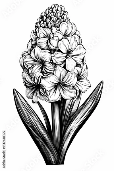 Obraz Detailed Line Art Illustration of a Hyacinth Flower
