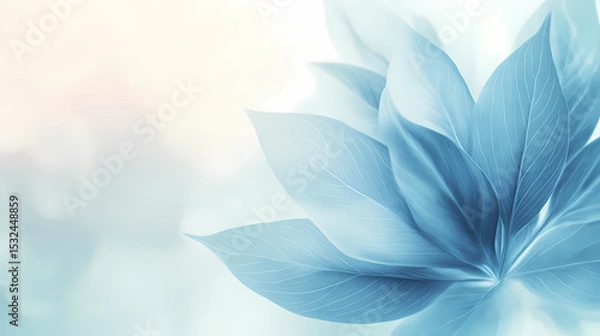 Obraz Delicate Pastel Blue Leaves in Soft Light