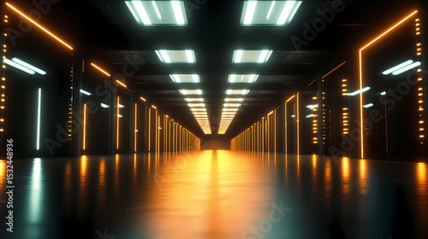 Obraz Futuristic Neon Corridor Tunnel