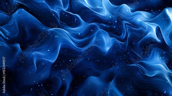 Obraz Abstract Blue Fluid Waves with Stars