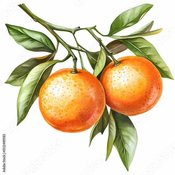 Obraz Two Fresh Oranges on Branch