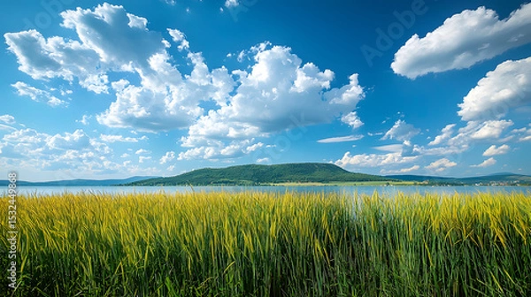 Fototapeta Lake Balaton in Hungary with nice clouds in summerLake Balaton in Hungary with nice clouds in summer