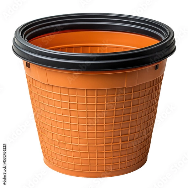 Obraz A terracotta pot with a lattice pattern and rim detail on transparent background