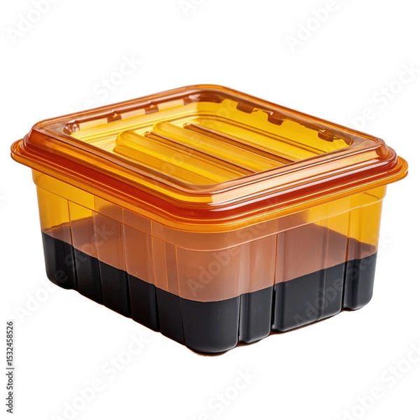 Obraz A translucent container with a lid filled with liquid on transparent background