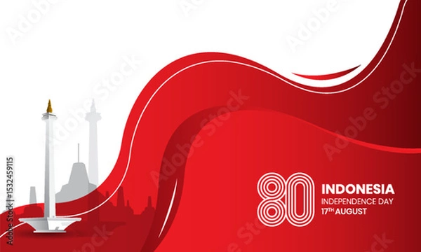 Fototapeta August 17th. Happy Independence Day of Indonesia Vector Illustration. Suitable for Template Poster Banner Design
