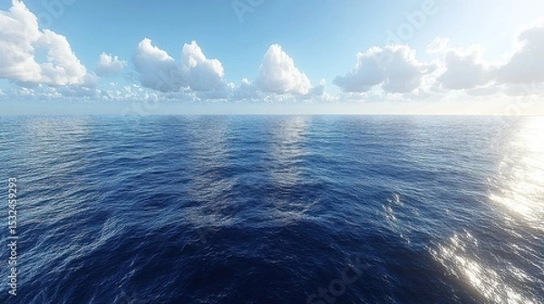 Fototapeta Wavy Ocean Under Cloudy Sky In Daytime Scenery Background Landscape