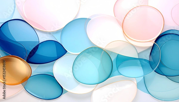 Fototapeta Abstract Composition of Blue and Glass Circular Shapes