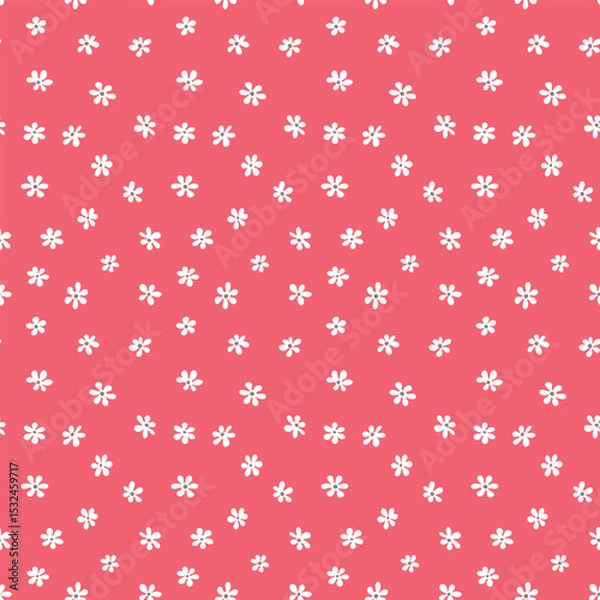 Fototapeta Seamless blooming floral pattern based on hand drawn art ornaments. Colorful flowers on color background. Vector illustration. Simple minimalistic pattern for fabric, textile.