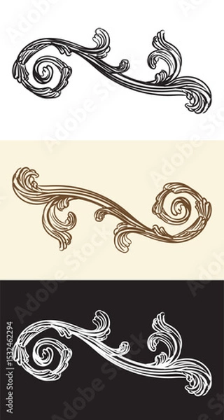 Fototapeta Calligraphy swirl ornate motifs vector illustration
