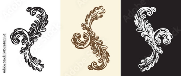 Fototapeta Calligraphy swirl ornate design elements vector isolated illustration