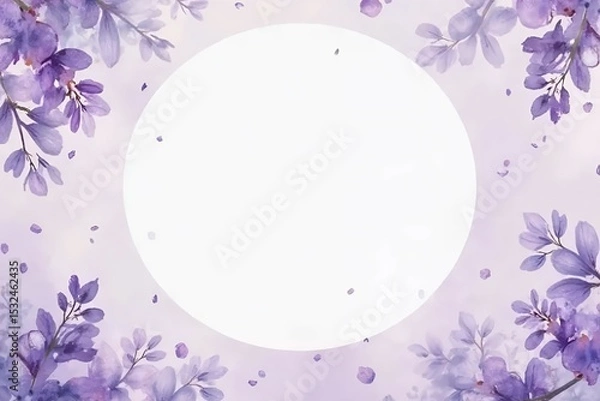 Fototapeta A wisteria-toned invitation background with falling soft petals effect. 