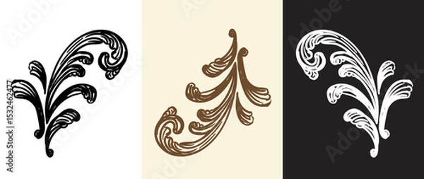 Fototapeta Set of calligraphy design elements ornate vector illustration