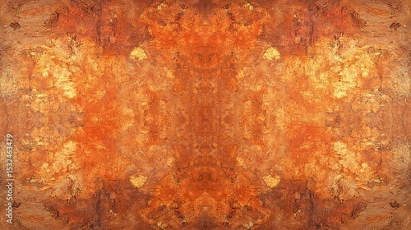 Fototapeta A symmetrical abstract background features textured orange and brown hues. Use it as a backdrop or add artistic flair to your design.