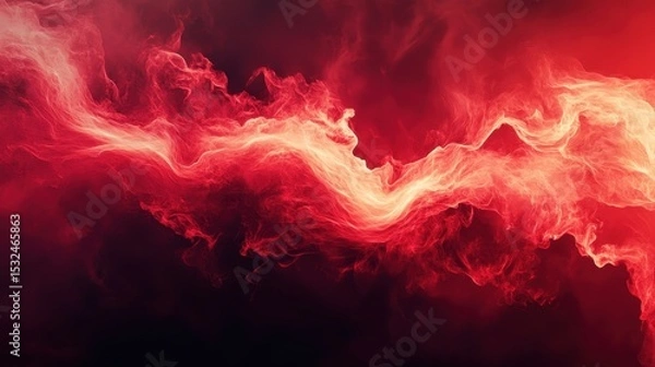 Fototapeta Abstract red smoke with light and dark gradients blends with black background. Perfect backdrop for conveying strong emotion, energy, or dramatic theme.