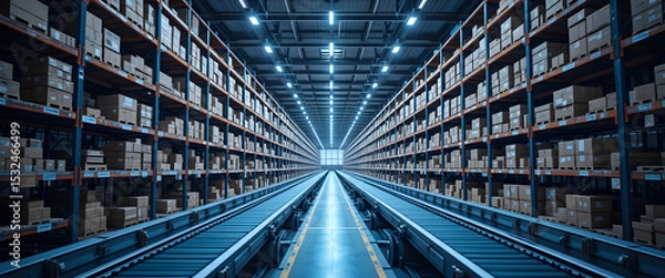 Obraz Efficient warehouse operations distribution center image industrial environment perspective logistics management