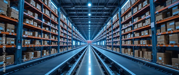 Obraz Efficient warehouse operations streamlined storage solutions industrial location digital content modern environment aerial view logistics concept