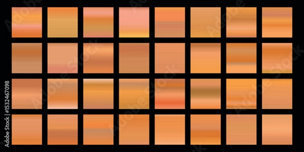 Fototapeta Metallic gradient collection with shiny rainbow hologram. Holographic foil texture, golden, blue, yellow, pink gradation. Vector set for frame, ribbon, border, other design.