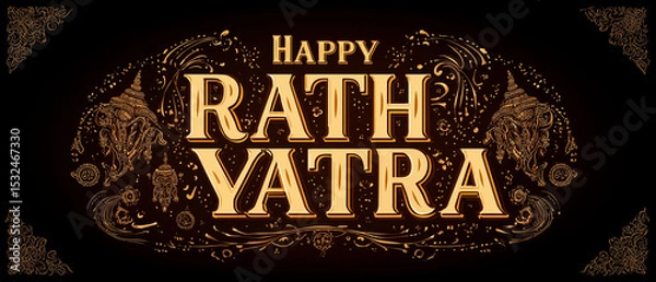 Fototapeta Rath Yatra,रथ यात्रा, dark color design with happy rat yatra ords over abstract vibrant color backgrond