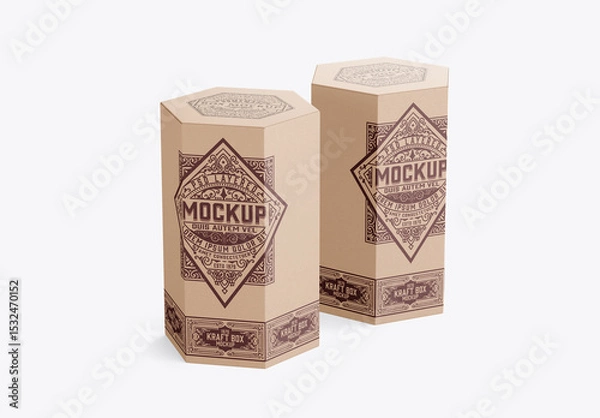 Fototapeta Hexagonal Kraft Box Mockup