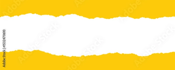 Fototapeta Yellow torn paper banner with copy space on transparent background