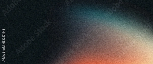 Fototapeta Teal orange black red grainy background, abstract color gradient shape, noise texture poster banner header wallpaper cover design