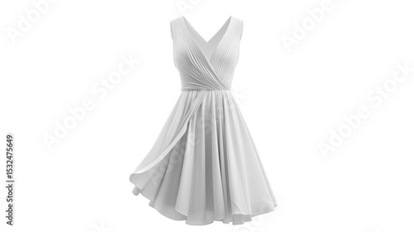 Fototapeta 3D summer dress with clean folds, smooth modeling, fashion minimalism, white background, PNG