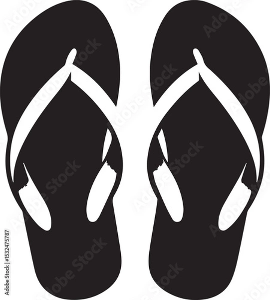 Obraz Black and White Flip-Flops Vector Silhouette 