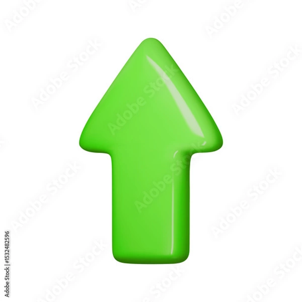 Obraz Bright green 3D arrow vector illustration, perfect for web icons, download symbols, or interface elements. Trendy and eye-catching design for digital use.