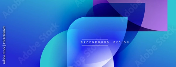 Fototapeta Abstract blue gradients overlap, creating dynamic visual effect. Text reads background design within central shape. Modern, clean aesthetic.