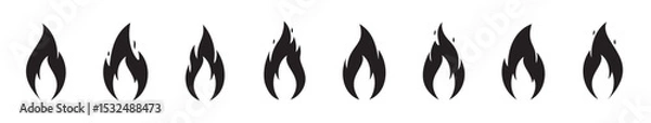 Obraz Fire and Flame icon set Illustration, Fire and Flame icon set. Single solid icon. Vector illustration.