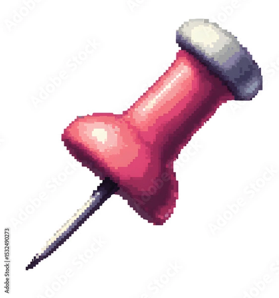 Fototapeta Simple pixelated pushpin for digital focus and retro reminder