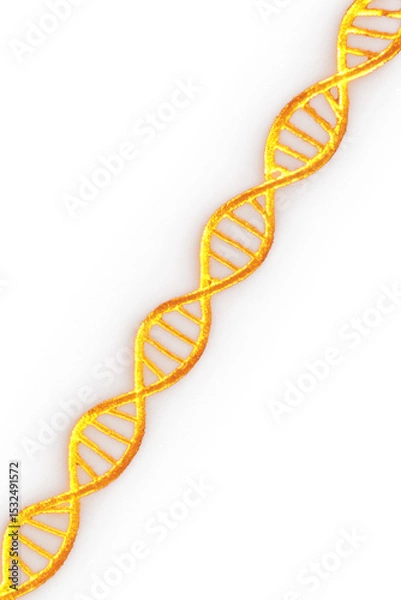 Fototapeta Diagonal Glowing Orange DNA Helix on Transparent Background