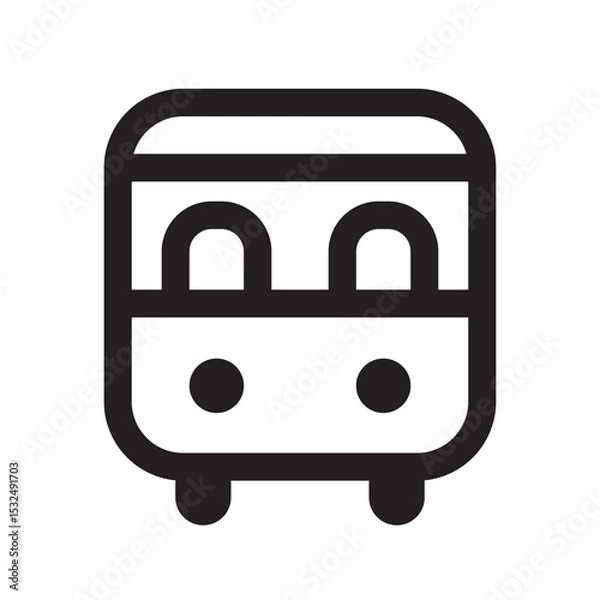 Obraz A simple, stylized black and white icon of a bus, front view, with rounded edges.