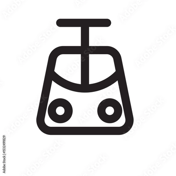 Obraz Simple black and white icon of a train's front, depicting its outline.